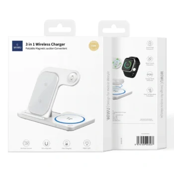 WIWU WI-W020 FOLDABLE 15W 3 IN 1 WIRELESS CHARGER